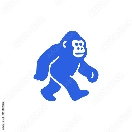 Simple blue gorilla walking