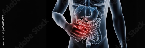 Wallpaper Mural Abdominal pain depicted with highlighted intestines. Torontodigital.ca