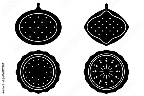 set of Paratha vector silhouette illustration isolated on white background
