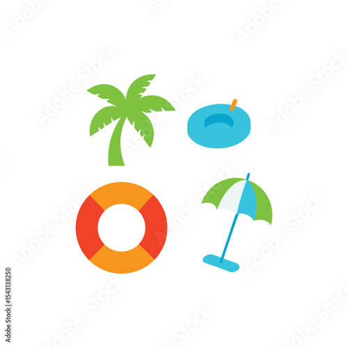 Beach collection vector art illustration