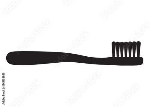 Toothbrush logo silhouette vector, Toothbrush logo icon, toothbrush silhouette vector illustration, simple black toothbrush silhouette logo vector on a white background.