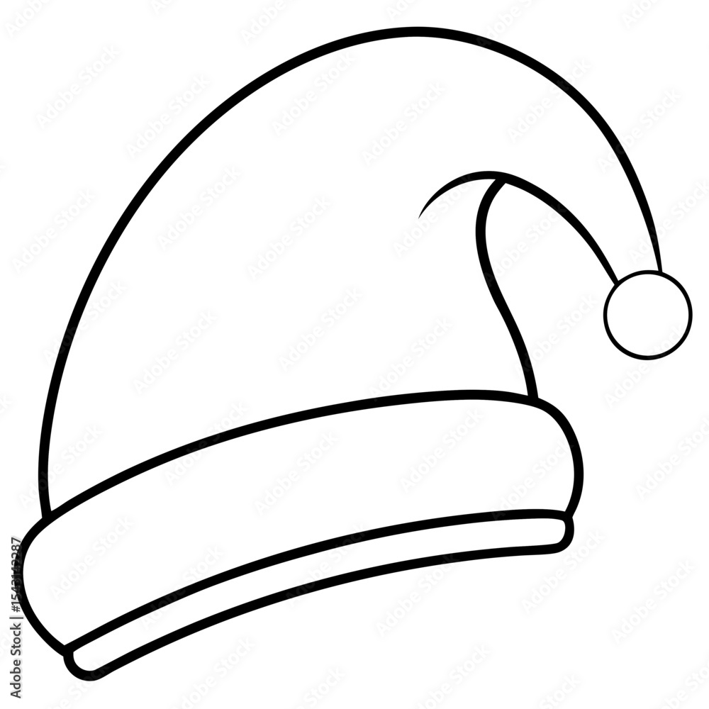 Classic Santa Hat Vector | Generative AI Linocut Silhouette Design Classic Santa Hat Vector | Generative AI Linocut Silhouette Design