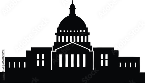 Washington Capitol building skyline,Washington skyline silhouette vector illustration