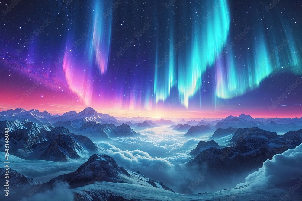 Naklejka premium Stunning Turquoise Aurora in Vibrant Astral Background for Interstellar Travel