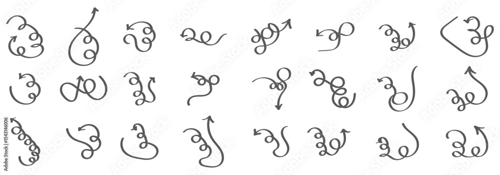 Hand drawn curved arrow set featuring, straight, dotted, and swirled arrows design, arrow vector for creative design, presentations, directional arrow Icons for Infographics, and decorative purposes Hand drawn curved arrow set featuring, straight, dotted, and swirled arrows design, arrow vector for creative design, presentations, directional arrow Icons for Infographics, and decorative purposes