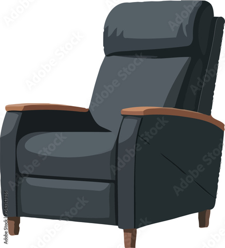 Modern black recliner chair in bright room