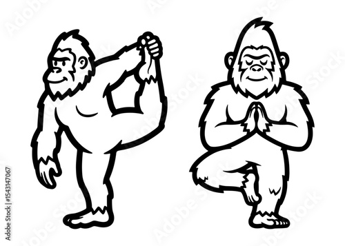 bigfoot doing yoga, pilates yeti sketch