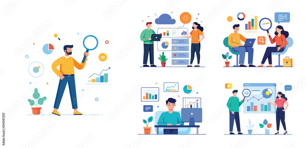 business team analytics and monitoring report concept and flat vector illustration design data analytics research for business finance business team analytics and monitoring report concept and flat vector illustration design data analytics research for business finance