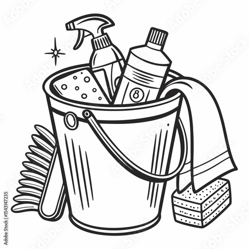 hand drawn illustration of a mop