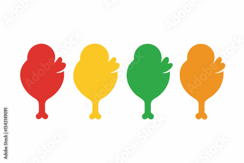 set of Fried chicken icon  vector silhouette illustration isolated on white background