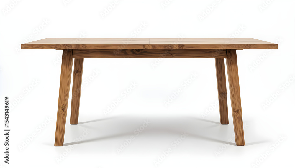 Wooden modern table isolated on white background. Kitchen dining table, front view. Wooden modern table isolated on white background. Kitchen dining table, front view.
