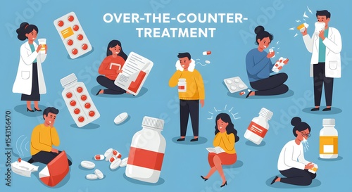 Patients consult with medical professionals while choosing various over-the-counter medications for their common health needs.