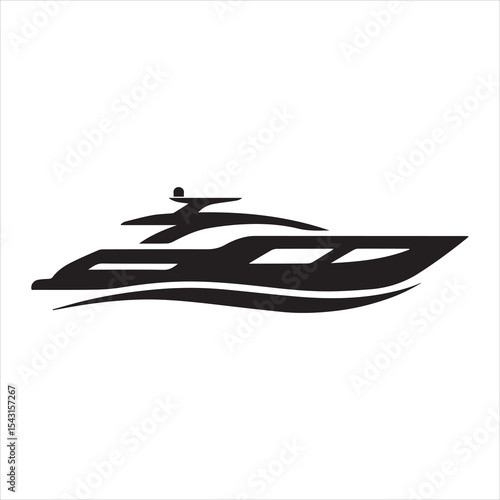 Modern Yacht Icon Silhouette Vector Design for Marine Travel Concepts