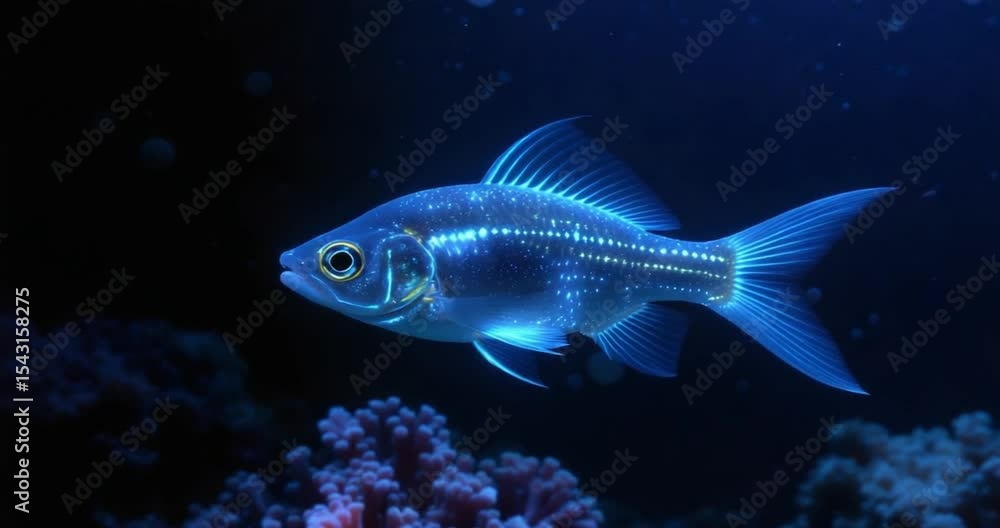 Retro Deep Sea Luminescent Fish in a Glowing Underwater World Retro Deep Sea Luminescent Fish in a Glowing Underwater World
