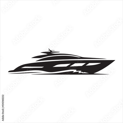 Modern Yacht Icon Silhouette Vector Design for Marine Travel Concepts