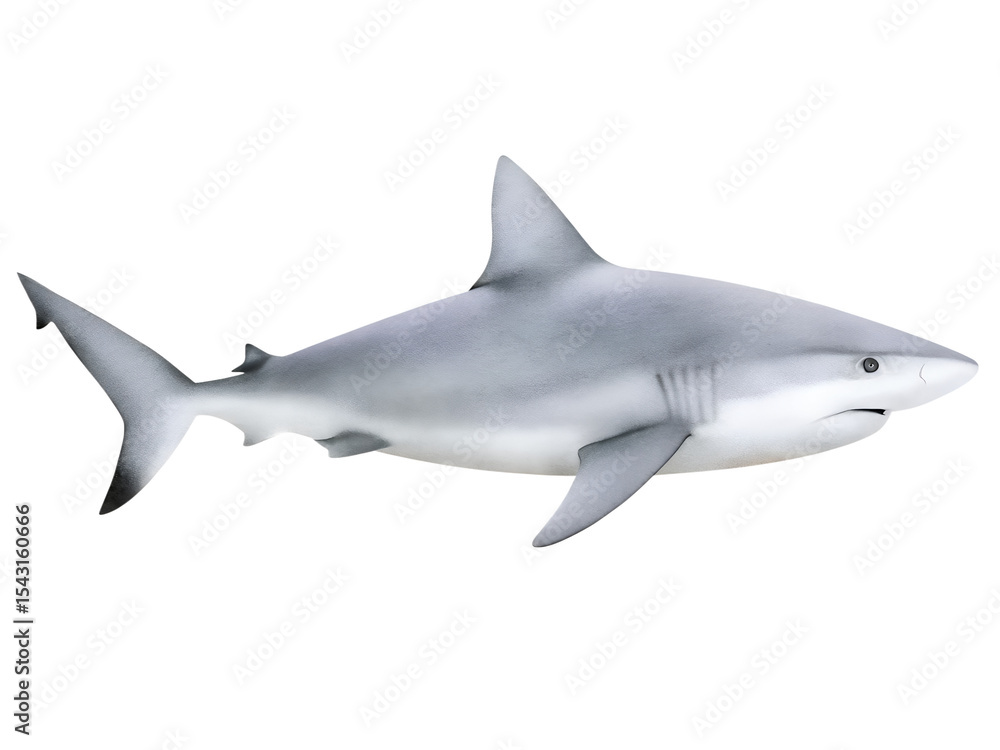 Obraz premium Watercolor illustration of a shark on transparent background.