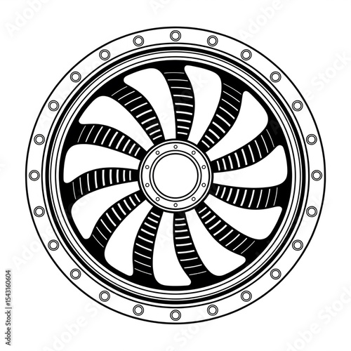 fan turbine vector style coloring page line art