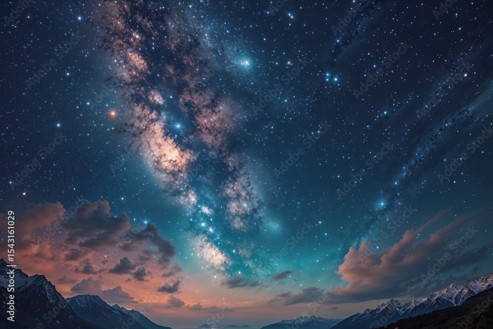 Fototapeta premium Enchanting Starry Night Sky with a Stunning Celestial View and Surreal Cosmos