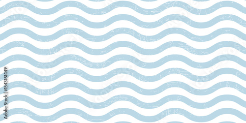 Seamless Wave Pattern, Hand drawn water sea vector background. Wavy beach print, curly grunge paint lines, watercolor stripes