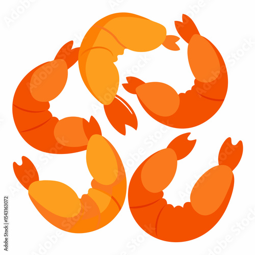 "A-A Collection 6 Set of Fried Shrimp Isolated | Generative AI Vector & Linocut Silhouette Design"