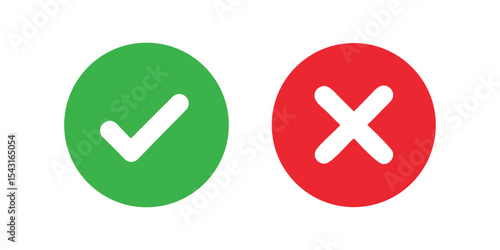 Green checkmark and red cross inside circles, representing approval and disapproval.