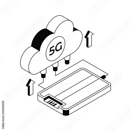 5g cloud icon amazingly designed in isometric style