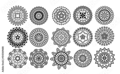 black vector mandala circles art