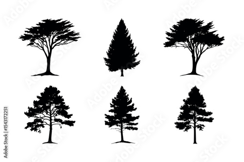 Wallpaper Mural Six different tree silhouettes collection Torontodigital.ca