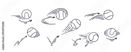Tennis ball trajectory of bounce Sport doodle sign