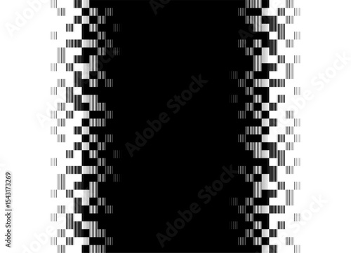 Vector transition from black to white. Digital Striped pattern of abstract pixels for poster, cover, packaging. Technological vector background. Design element. Information flow, clusters. Halftone