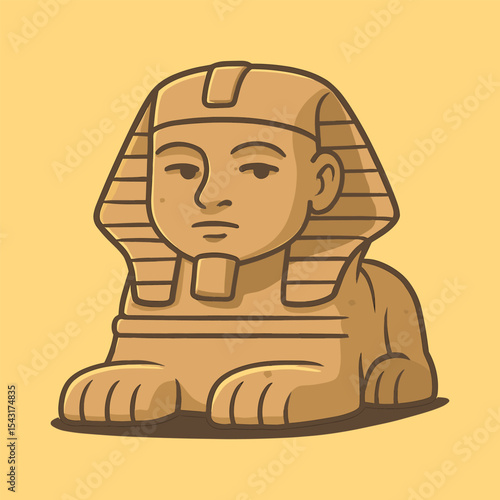Cartoon sphinx statue illustration on yellow background vector