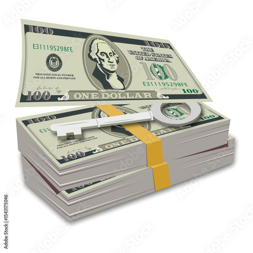 stack of dollars isolated