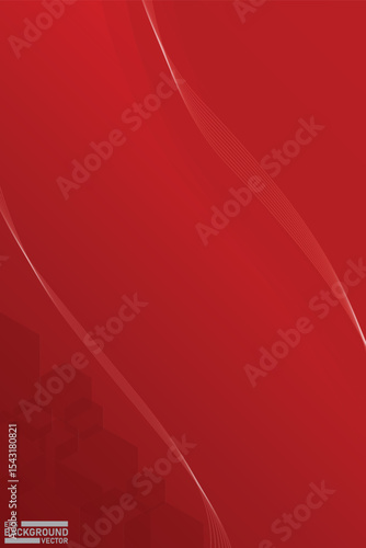 Red abstract background with white curves