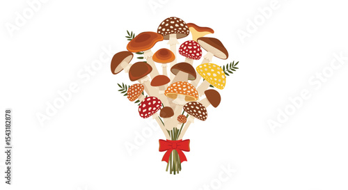 A Mushroom Bouquet of Forest Foraged Fungus A Delightful Display of Nature