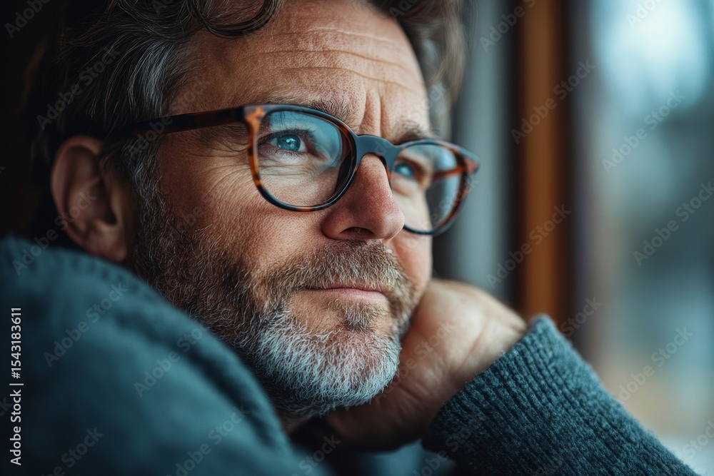 Obraz premium Stressed senior man worried about illness such as cancer, reflecting concerns about health and the emotional toll of long-term conditions., Generative AI