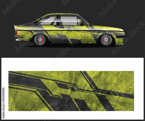 Sleek Sports Car with Red and Black Racing Livery Design