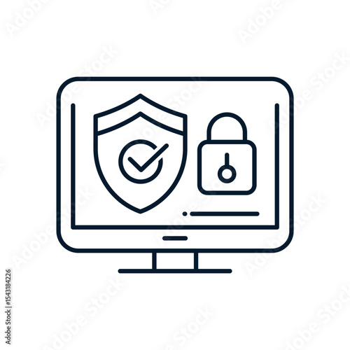 Online security concept. Vector linear icon isolated on white background.