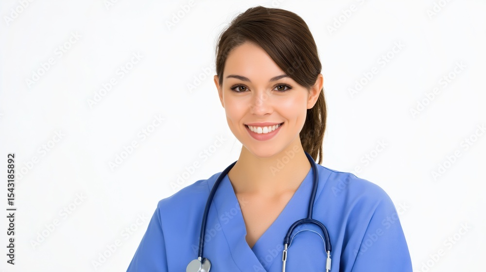 Smiling Medical Professional: A portrait of a kind and approachable medical professional exudes warmth, expertise, and care, embodying the essence of healthcare. AI image. Smiling Medical Professional: A portrait of a kind and approachable medical professional exudes warmth, expertise, and care, embodying the essence of healthcare. AI image.