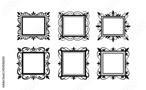 Six charming doodle frames offer a cute, playful element for design projects, adding an artistic and whimsical touch to any layout, silhouette