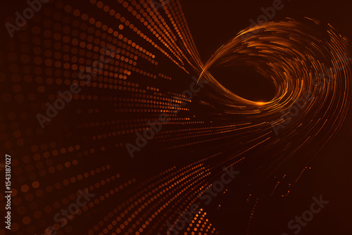 Abstract Orange Spiral Particle Wave on Dark Background