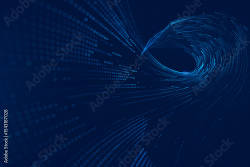Sea Blue Vortex of Glowing Particles on Dark Background