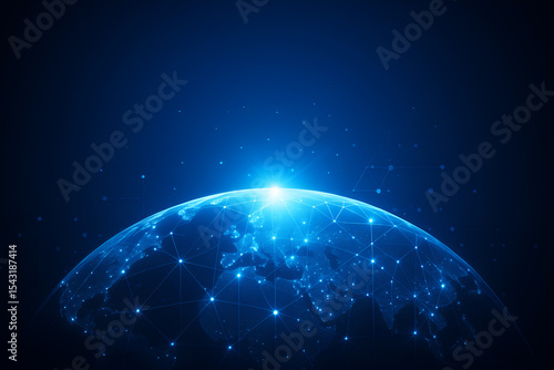 Digital Earth with Glowing Global Network Connections