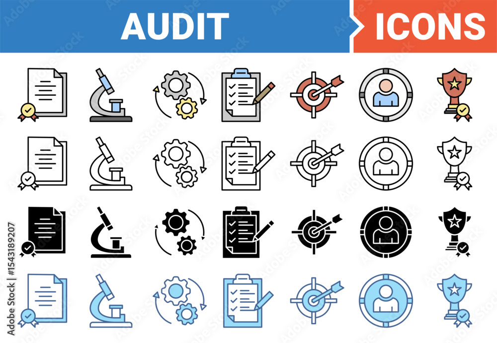 Obraz premium Audit banner icon set with multiple style.