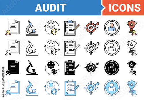 Audit banner icon set with multiple style.