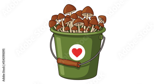 A Bucket Full of Mushrooms Foraging in the Forest Wild Edible Harvest