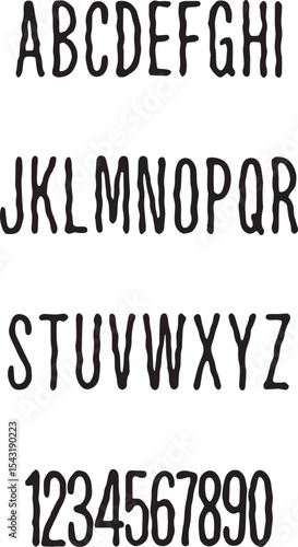 Skinny Wobbly Shaky typography font lettering ABC cartoon vector text