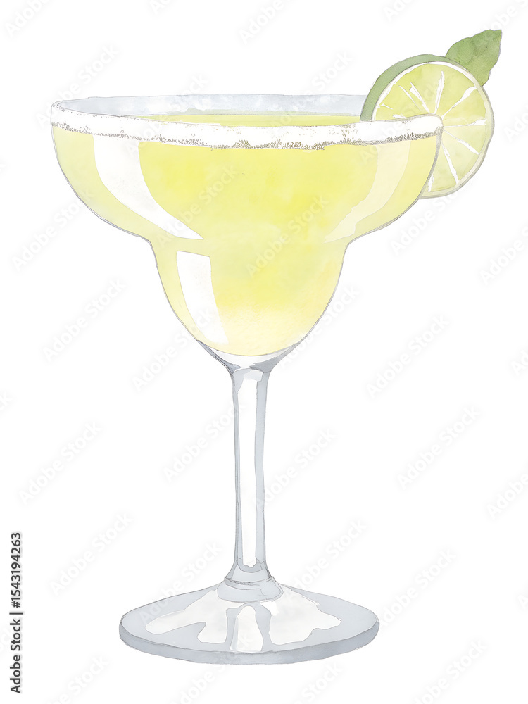 Watercolor margarita cocktail with lime on transparent background. Watercolor margarita cocktail with lime on transparent background.