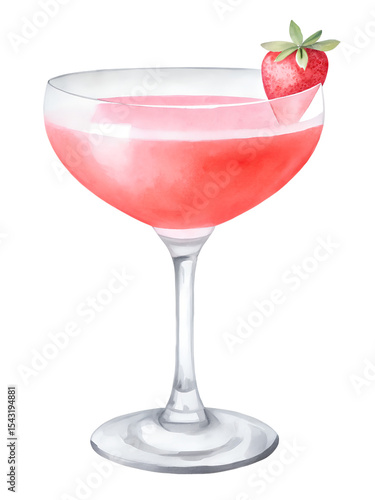 Wallpaper Mural Watercolor illustration of a strawberry cocktail on transparent background. Torontodigital.ca