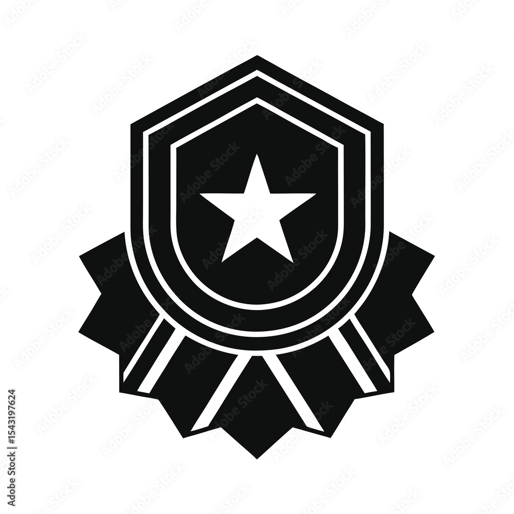 Black and white star badge illustration Black and white star badge illustration