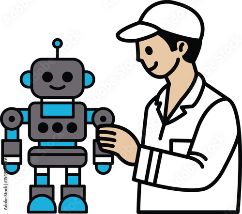 A man is holding a robot
